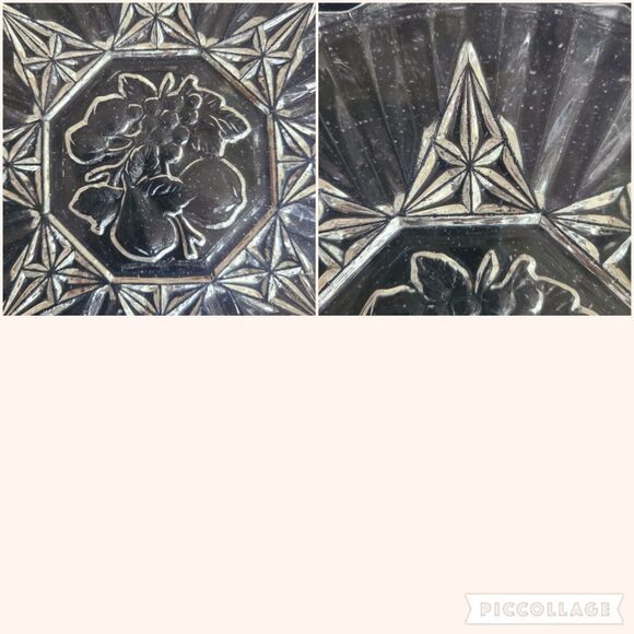 Vintage 1950s 1960s Pressed Patterned Glass Dishes Starburst Floral Fruit Styles - Picture 10 of 10